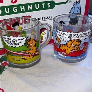 Garfield vintage McDonald’s Comic Glass Mugs Set of 2 1980